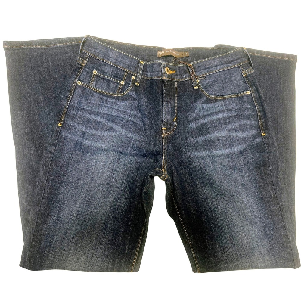 Levis 505 Straight Leg Jeans Womens 8 Dark Wash Denim Mid Rise Blue Pants